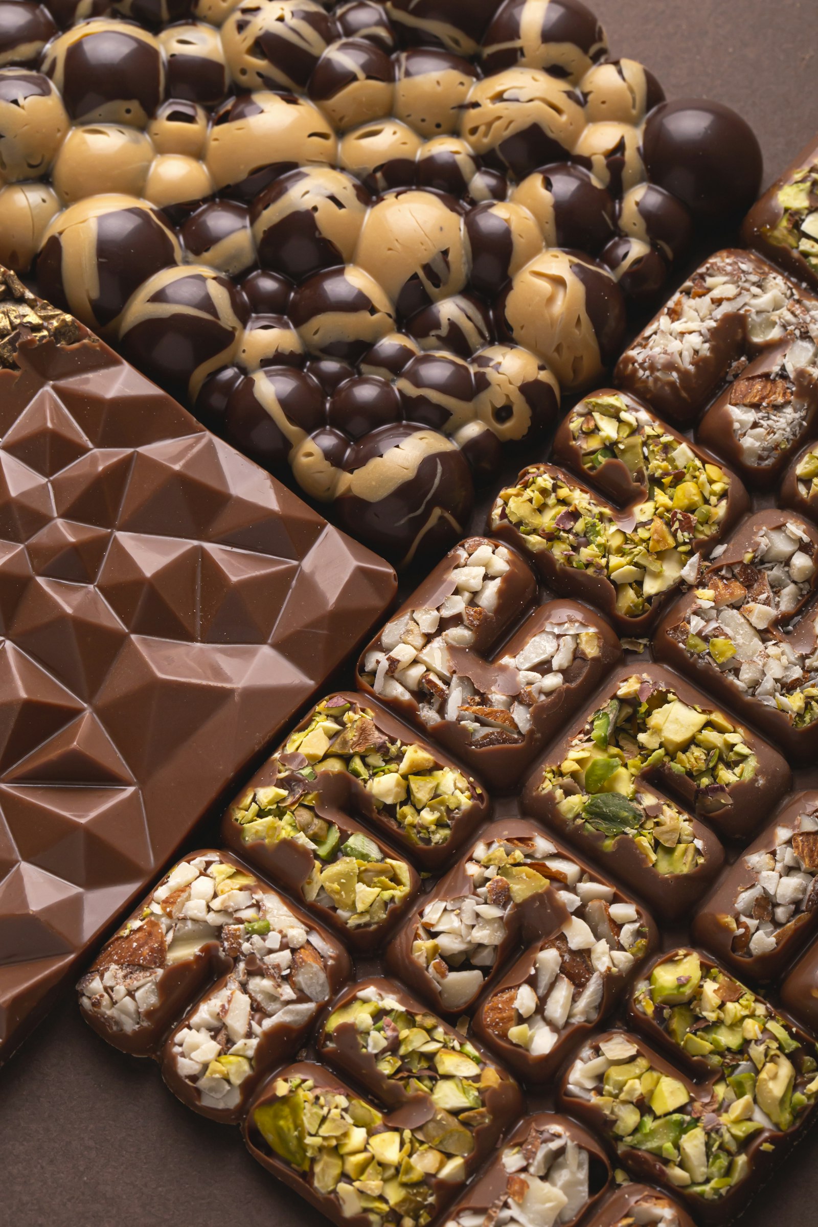 Table of handmade Belgian chocolates in Brussels