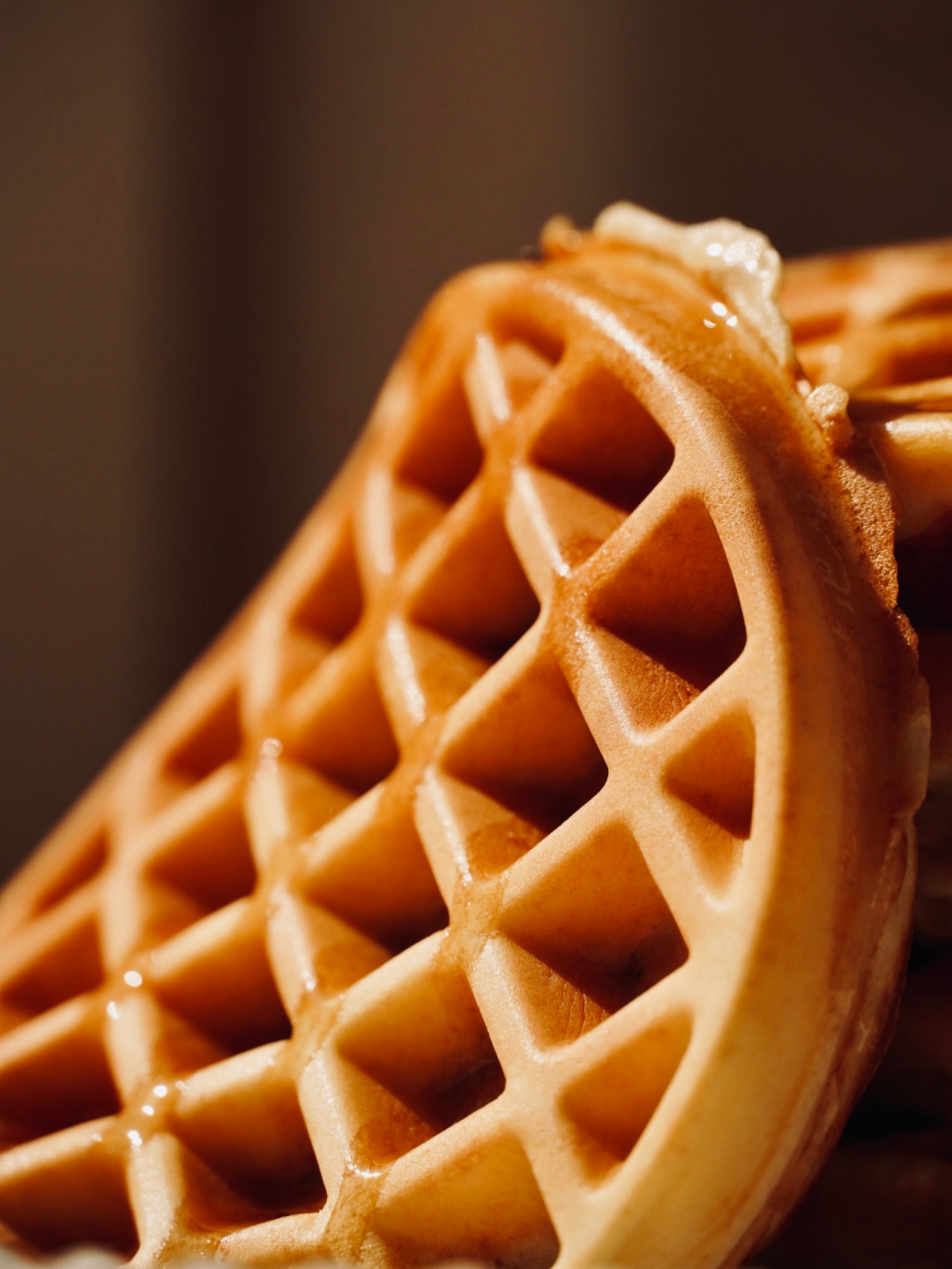 Stack of freshly baked waffles