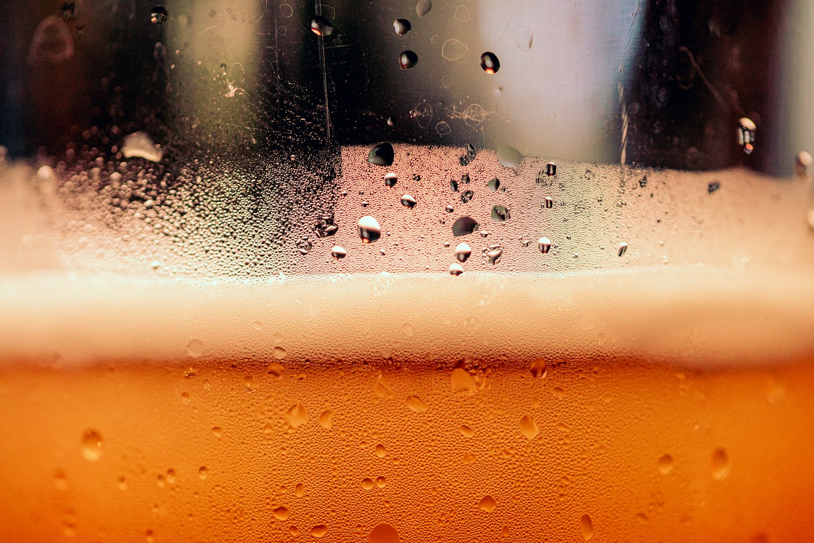 Close-up of a cold glass of Belgian beer