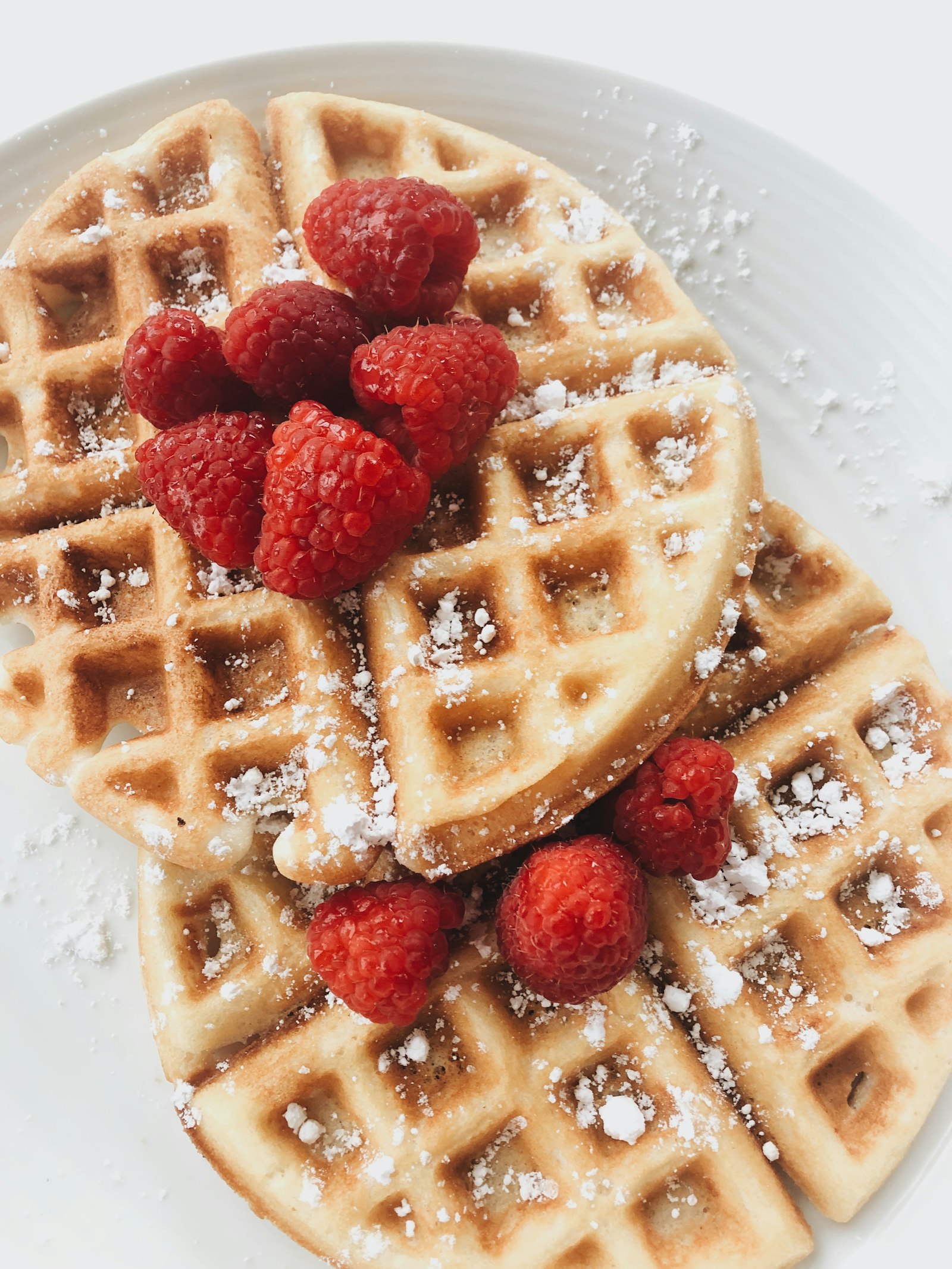 Belgian waffle topped with strawberries